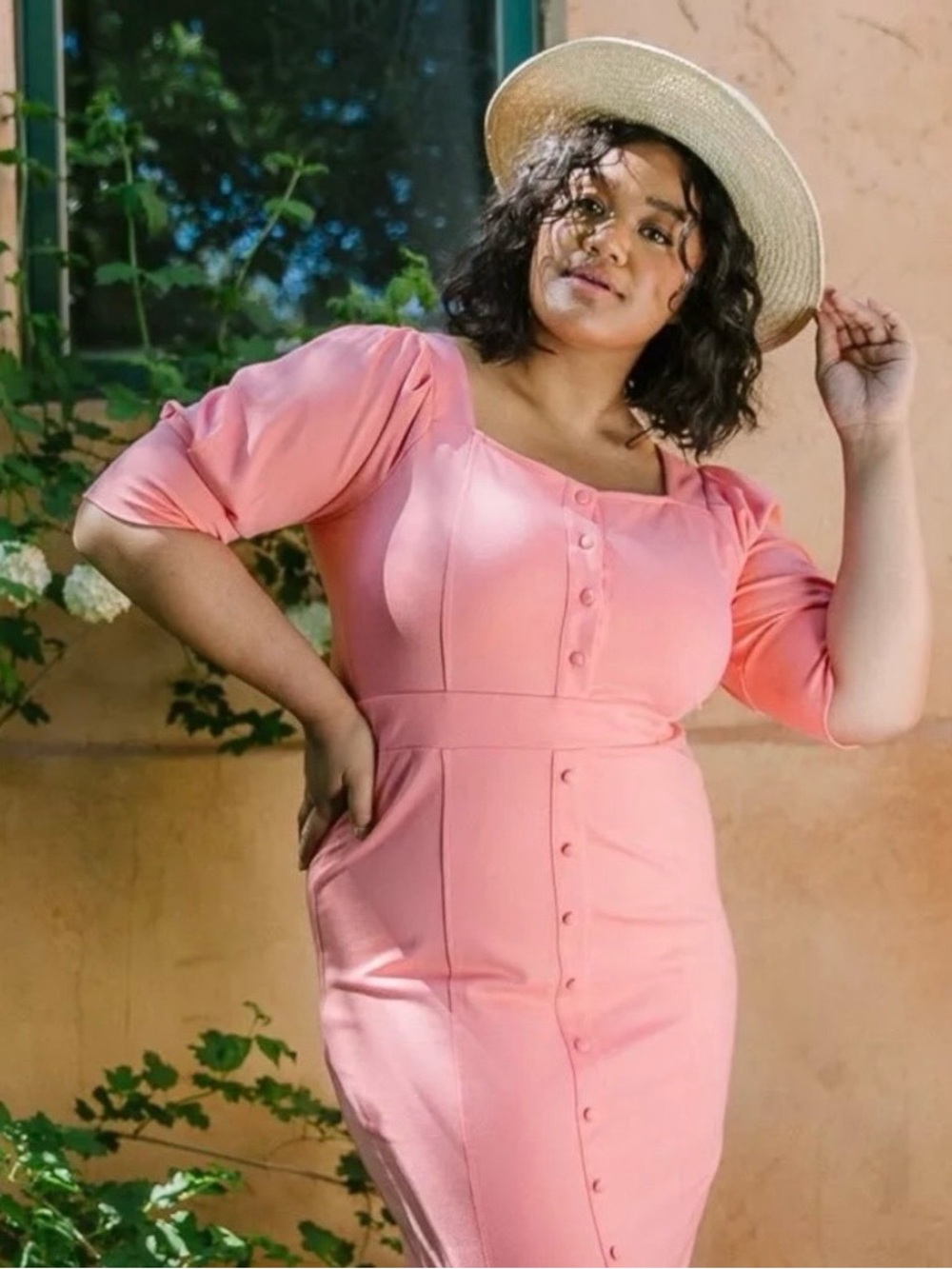Ivy City Co. Lindsay 100% cotton, thick stretchy jersey Dress in coral, size XL